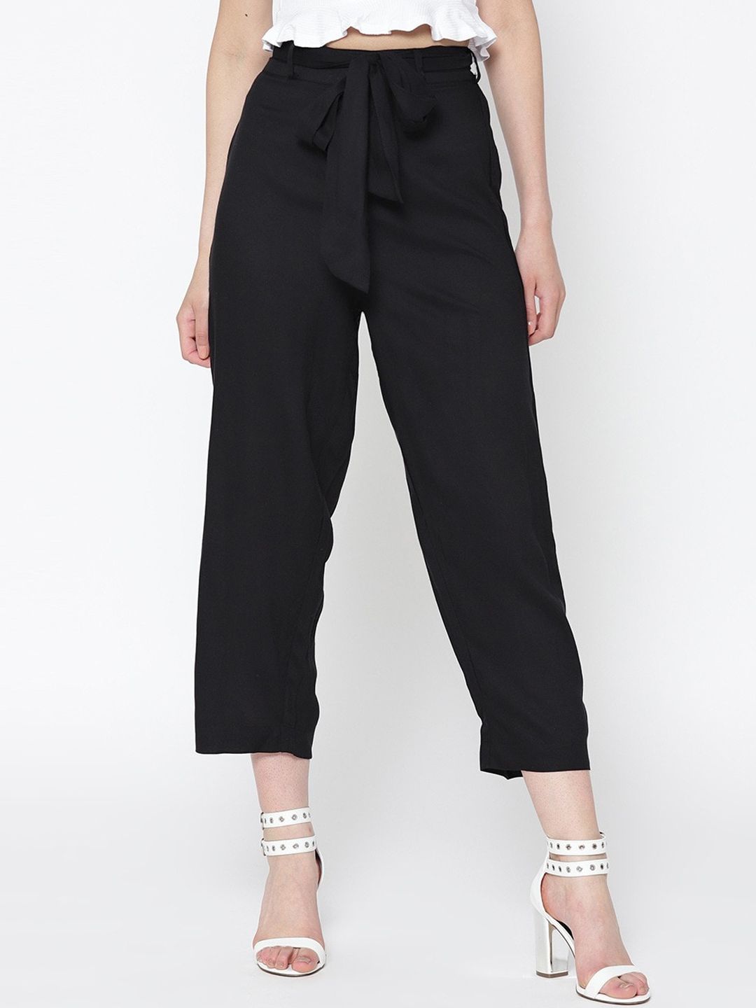 Sera Women Black Regular Trousers