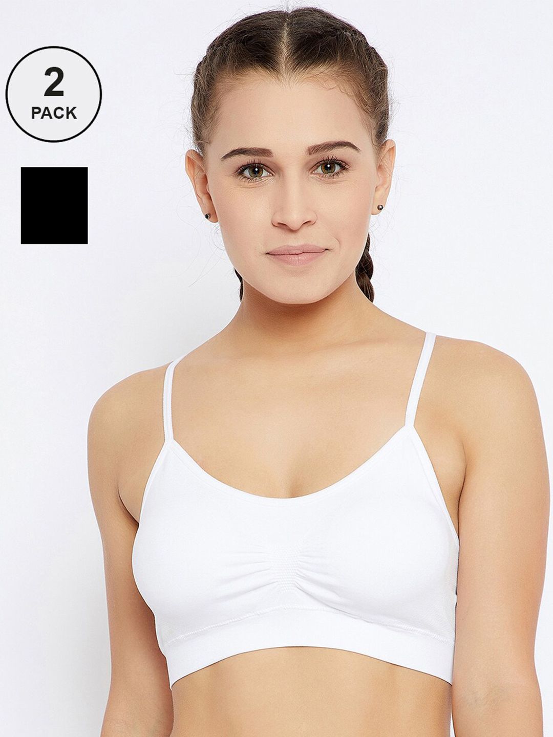 C9 AIRWEAR Pack Of 2 White Full Coverage Lightly Padded Workout Bras P2135_BLACK_WHITE Price in India