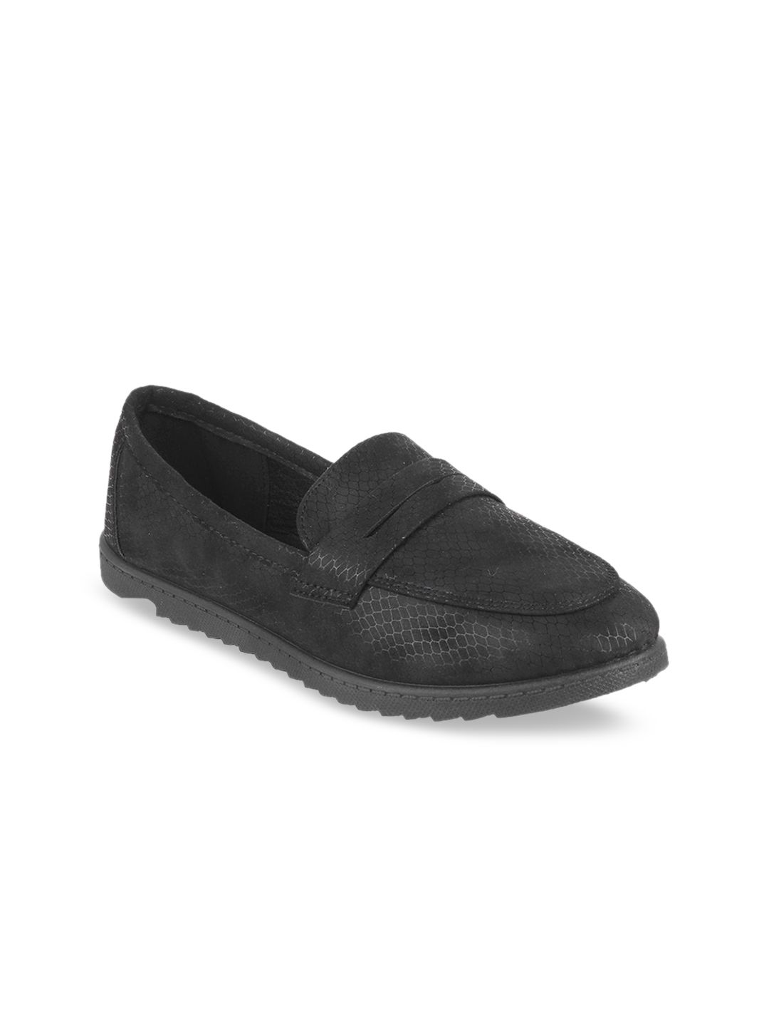 Metro Women Black Textured Ballerinas Flats