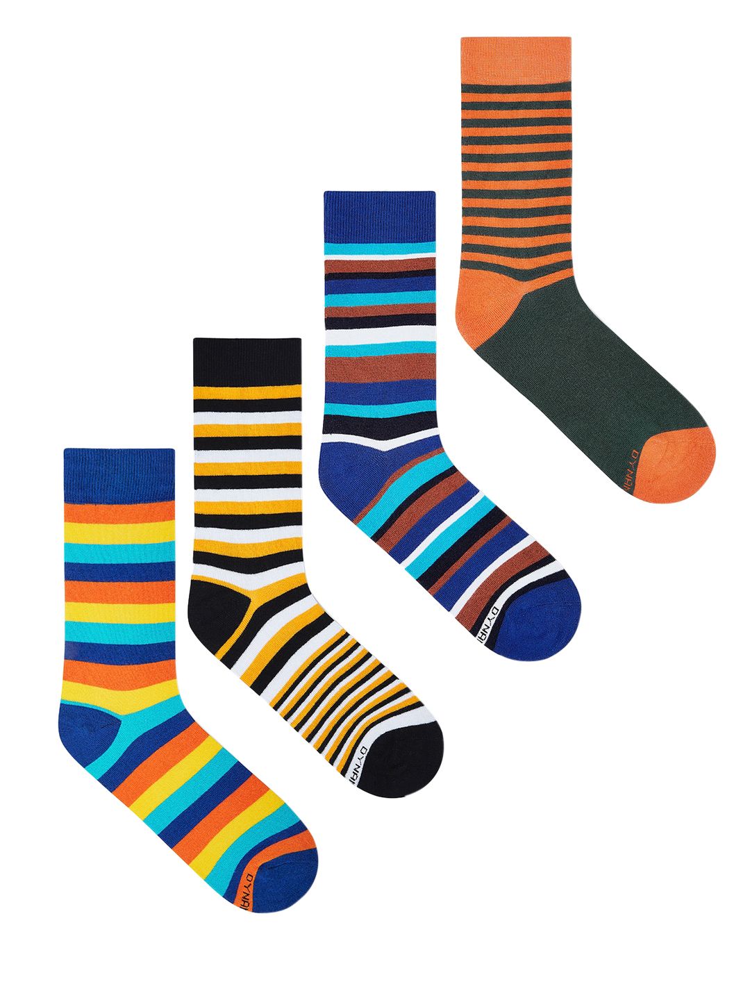 Dynamocks Unisex Pack of 4 Striped  Above Ankle-Length Socks