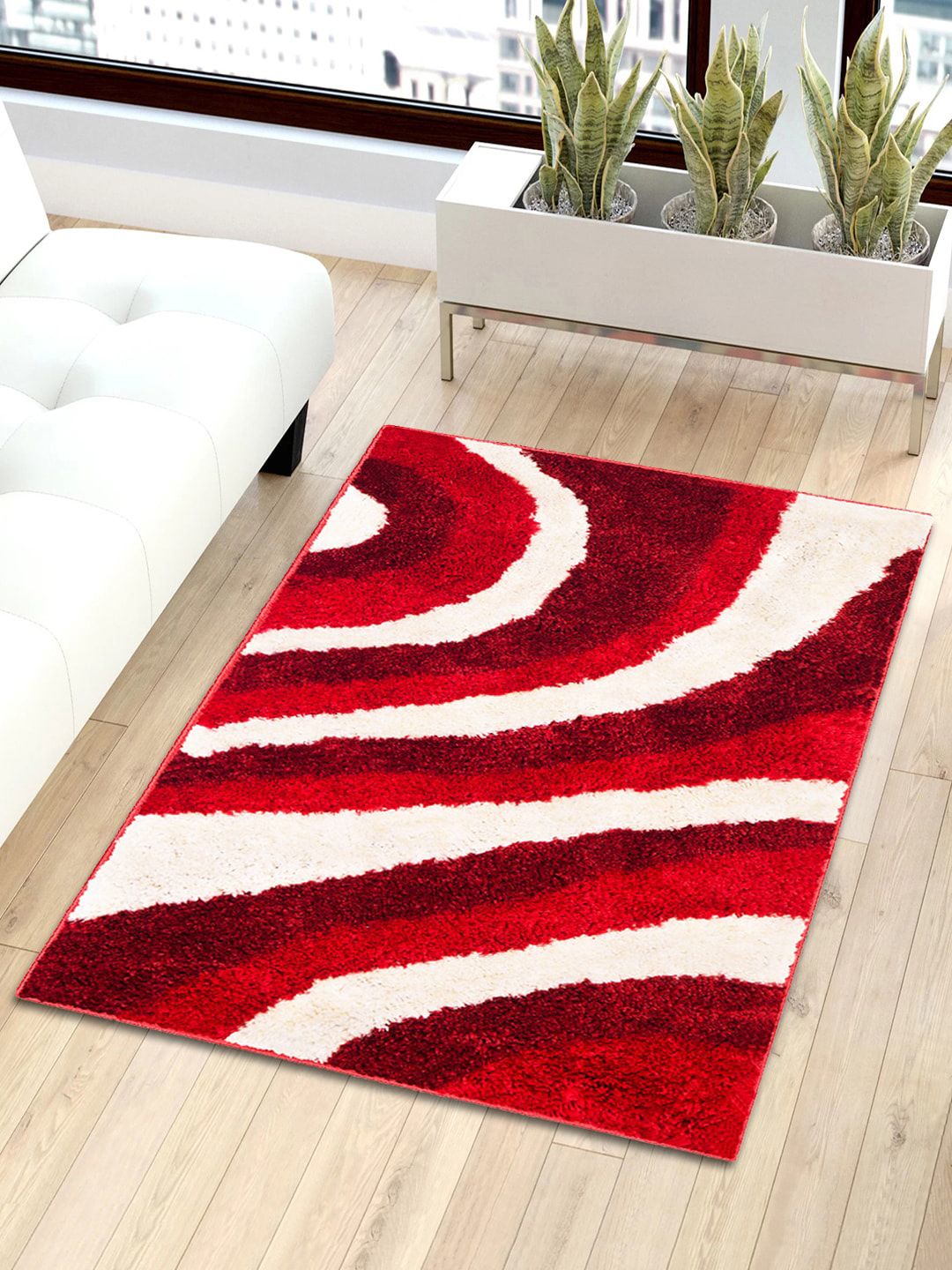 Story@home Red & White Striped Carpet Price in India