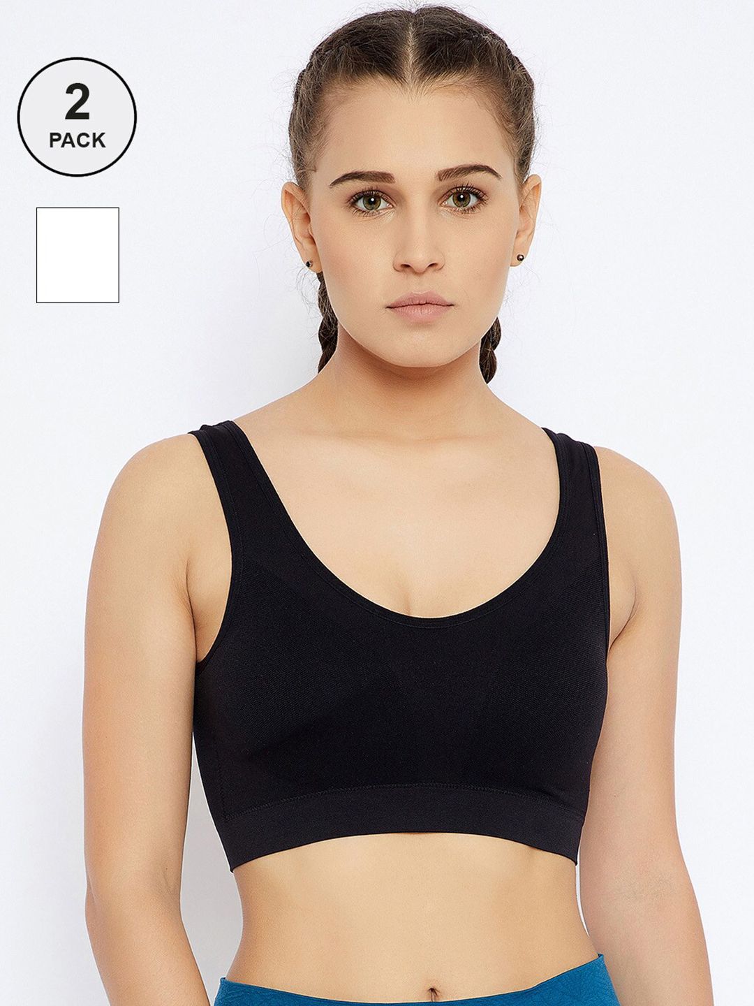C9 AIRWEAR Pack of 2 Black & White Workout Bra Lightly Padded P2134_BLACK_WHITE Price in India
