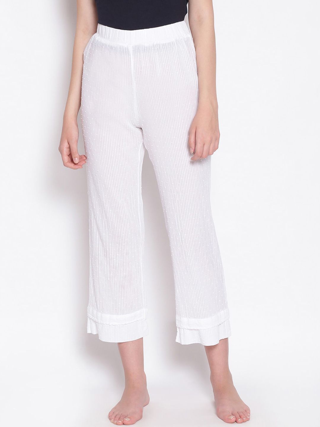 Oxolloxo Women's Cotton Solid White Pyjama Price in India