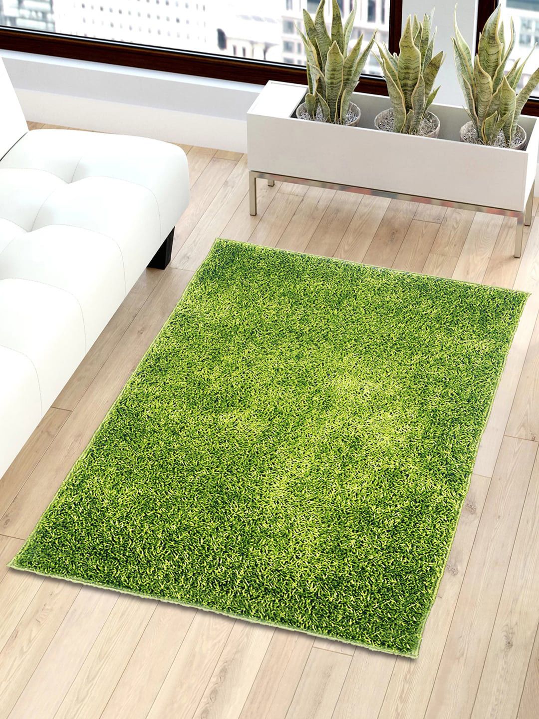 Story@home Green Solid Anti-Skid Rectangular Floor Carpet Price in India