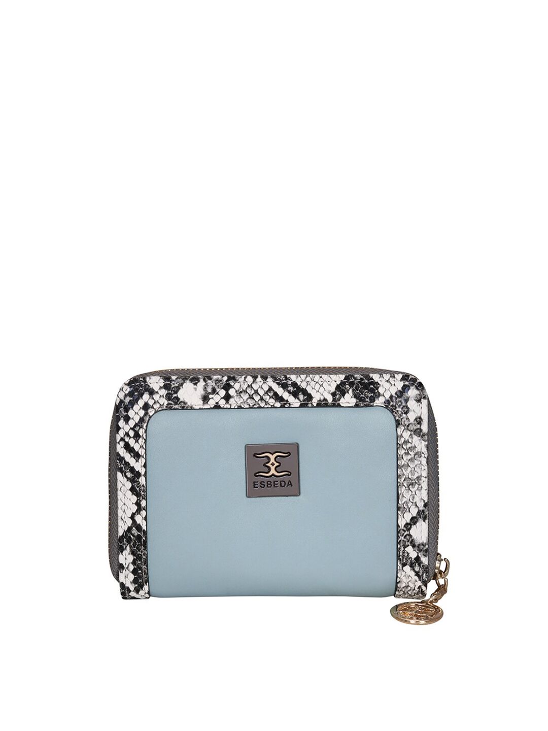 ESBEDA Women Blue & White Printed Zip Around Wallet Price in India