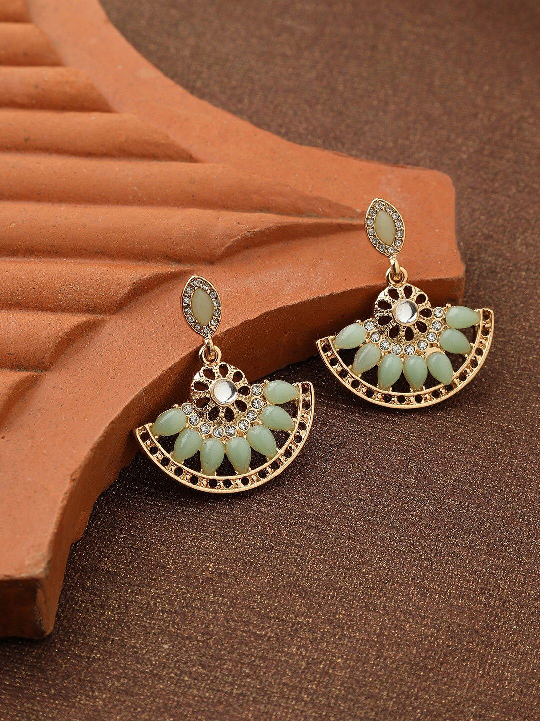 Accessorize Green Contemporary Drop Earrings Price in India