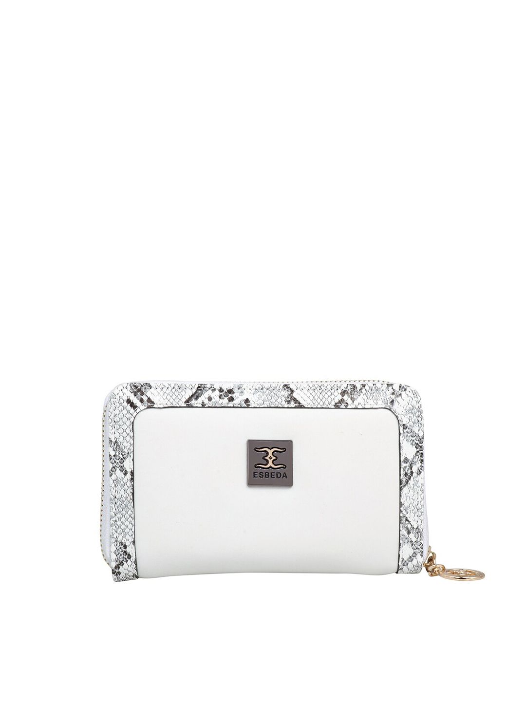 ESBEDA Women White & Black Printed Zip Around Wallet Price in India