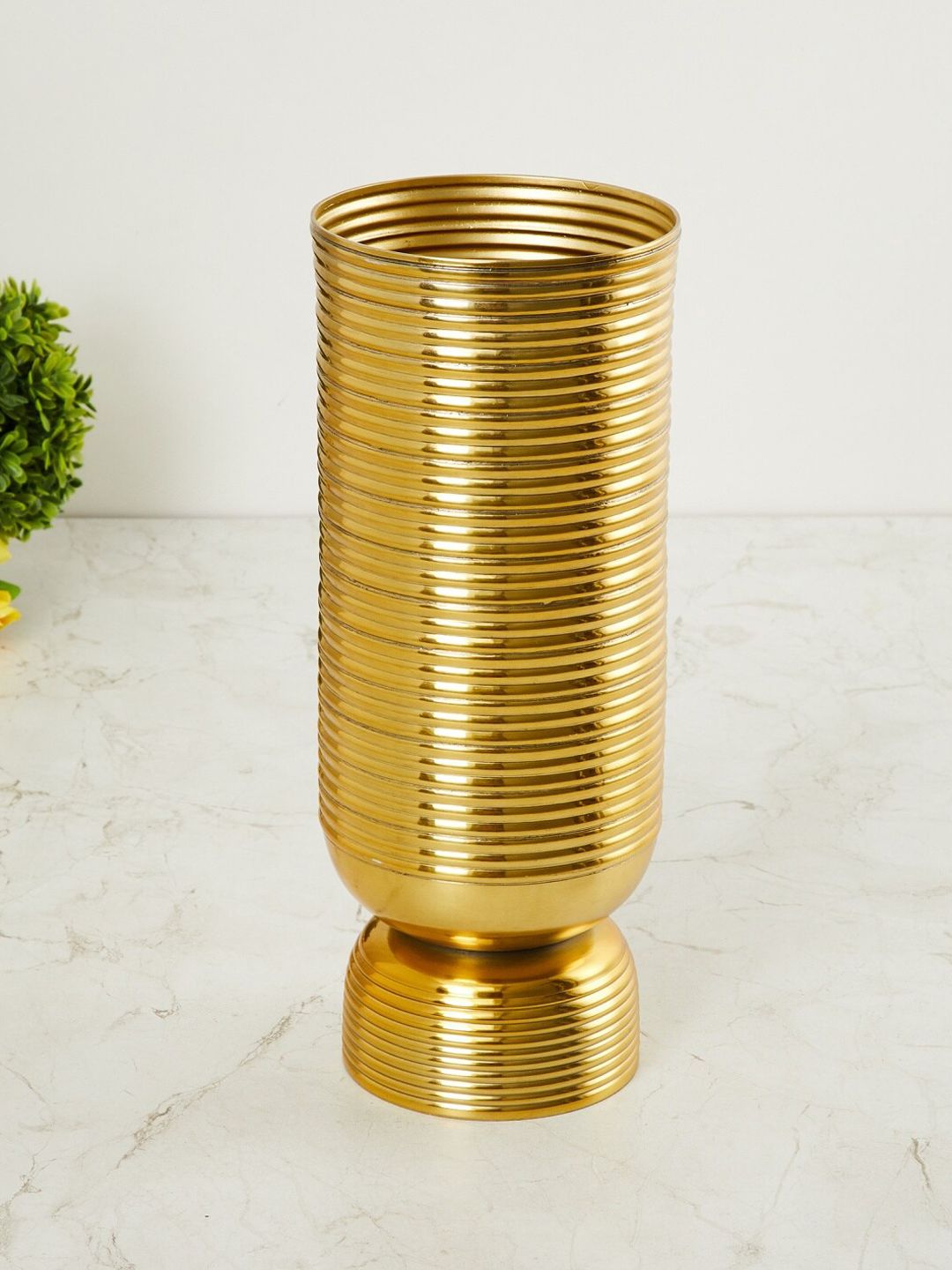 Home Centre Gold-Toned Ribbed Leon Cesar Large Vase Price in India