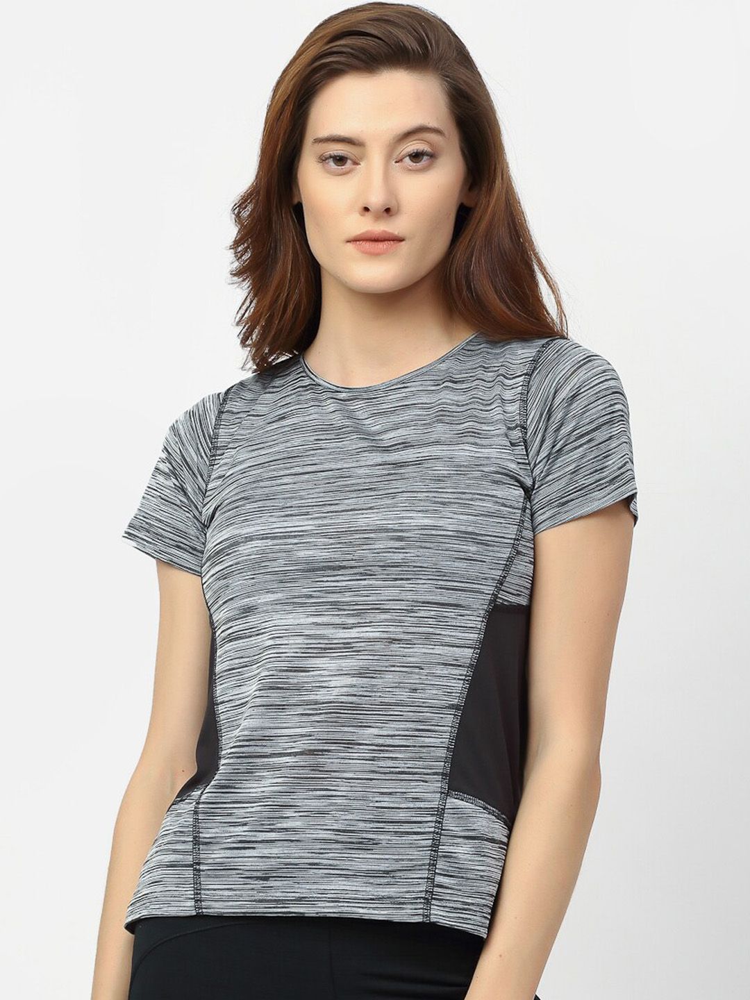 Rigo Women Grey Slim Fit Active Wear T-shirt Price in India