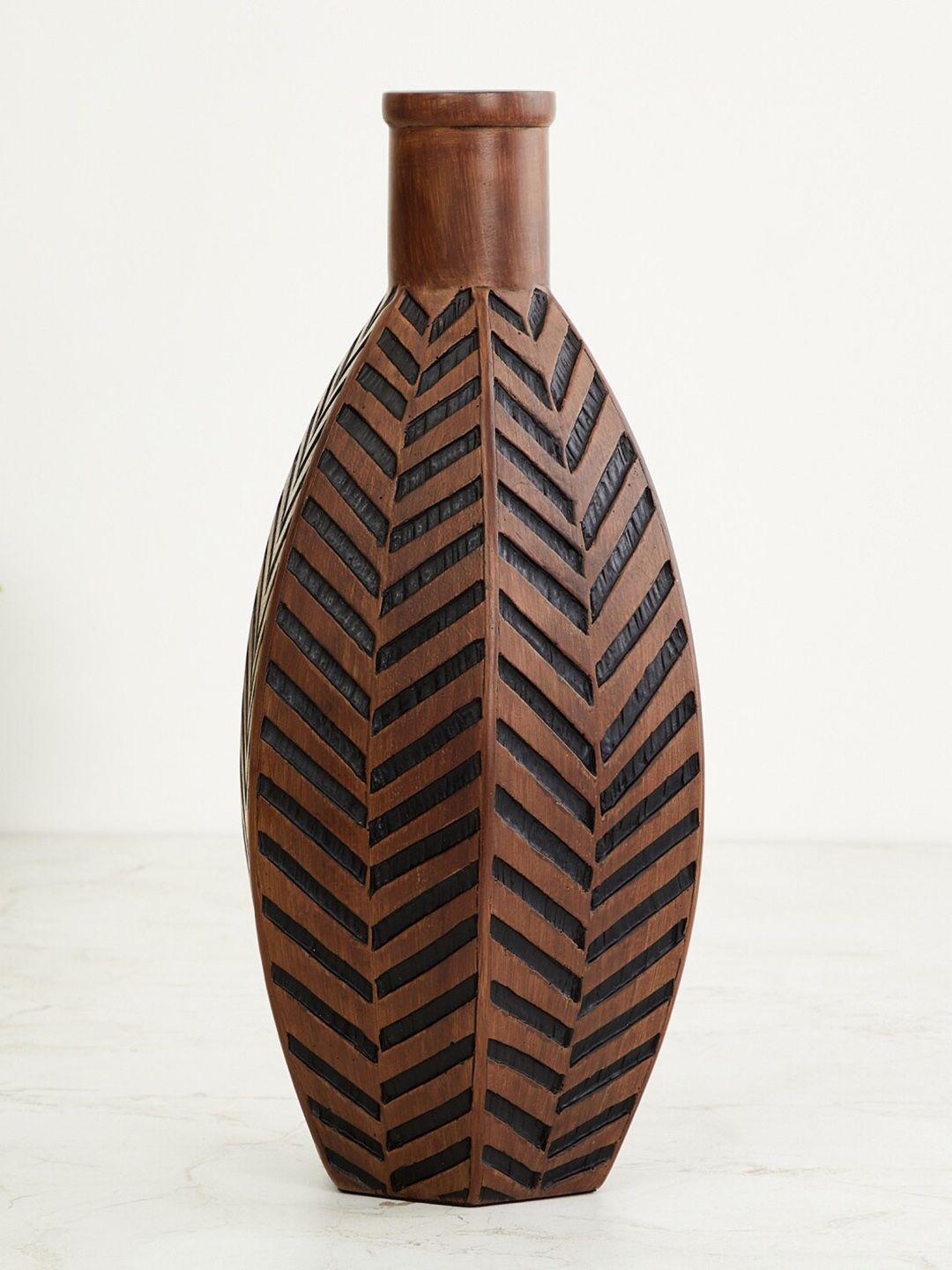 Home Centre Brown & Black Adrian Textured Vase Price in India