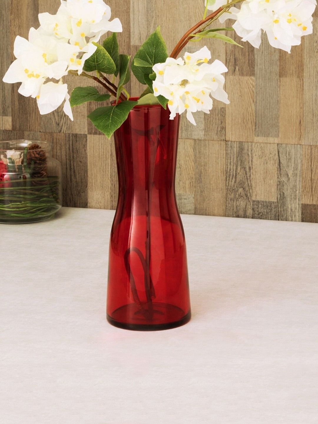 Home Centre Red Solid Eadric Glass Vase Price in India