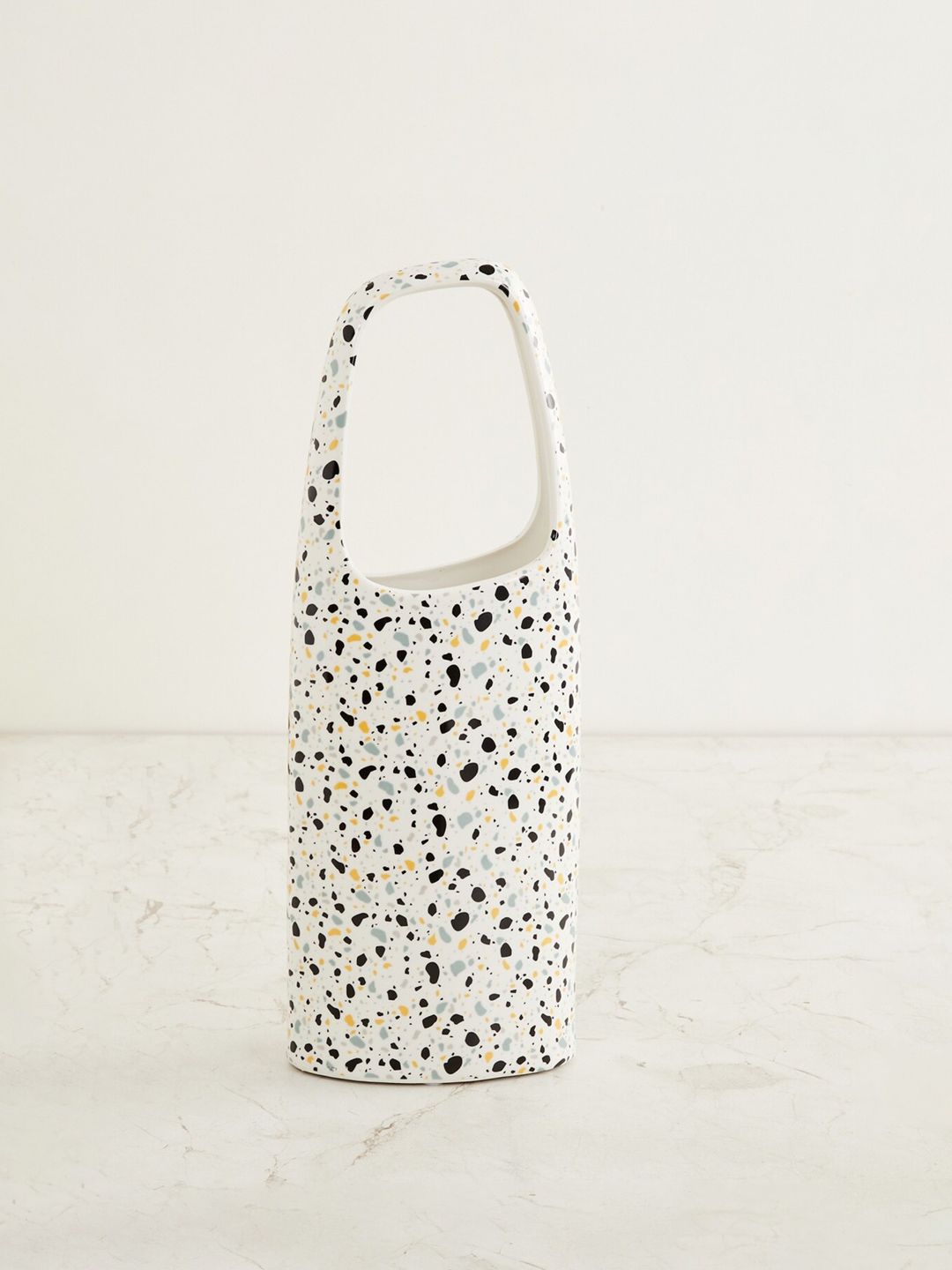 Home Centre White & Black Printed Splendid Terrazzo Decal Vase Price in India