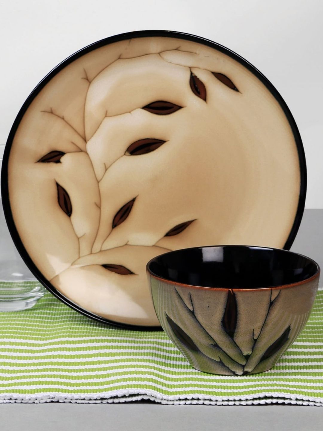 Home Centre Beige & Black Stoneware Cereal Bowl Price in India