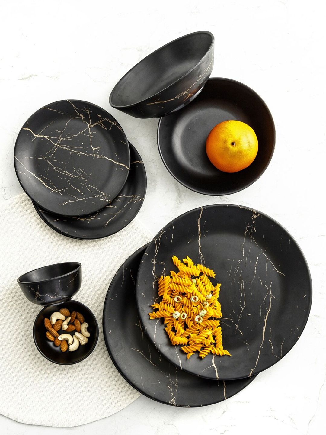 Home Centre Black Printed 20 Piece Oasis Victor Marble Dinner Set Price in India