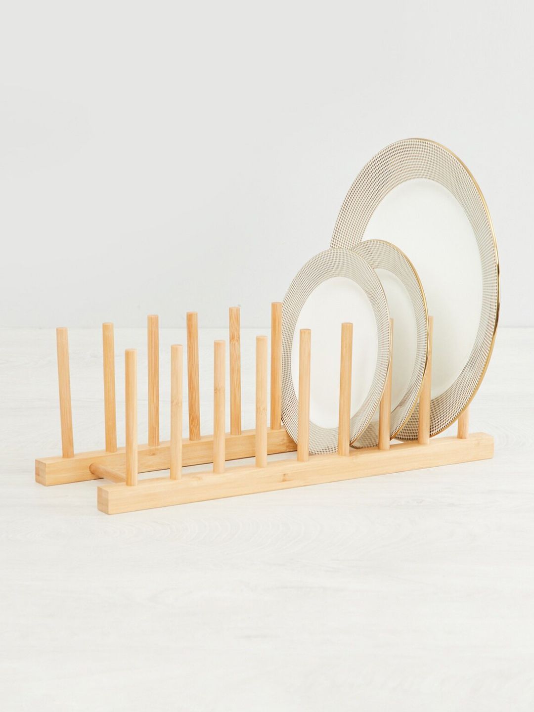 Home Centre Beige Solid Bamboo Orion-Edulis Rectangular Dish Rack Price in India