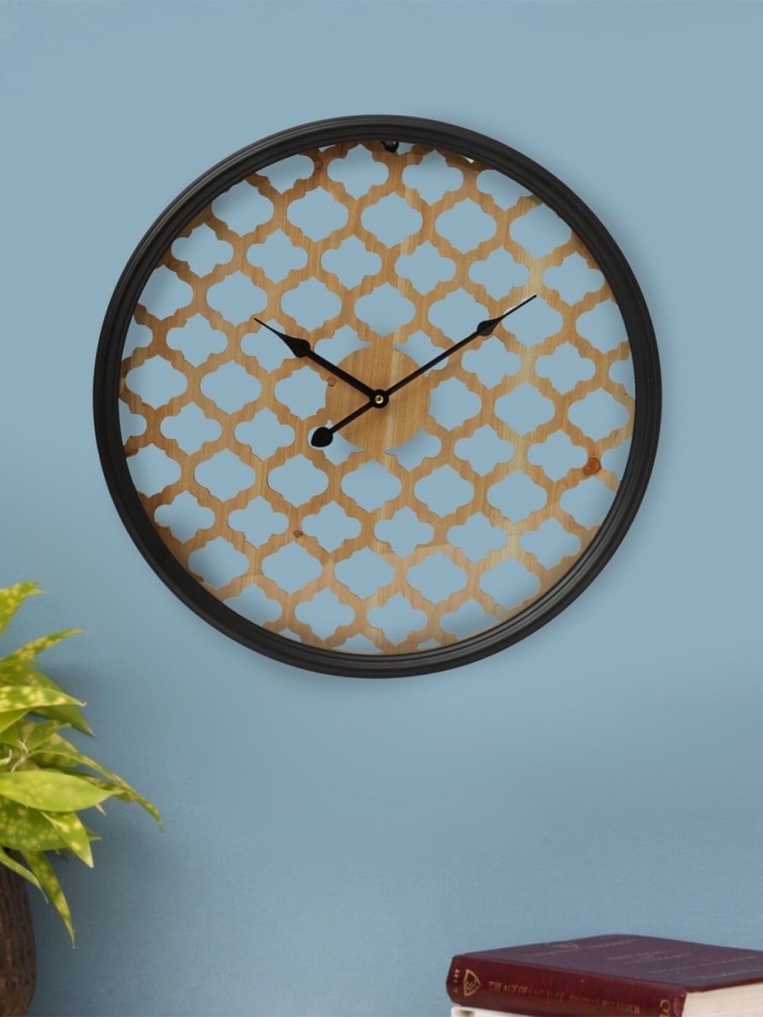 Home Centre Beige Solid Contemporary Wall Clock Price in India