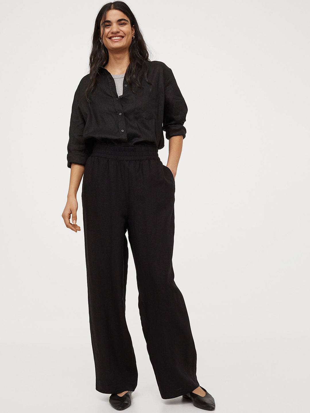 H&M Women Black Wide Trousers