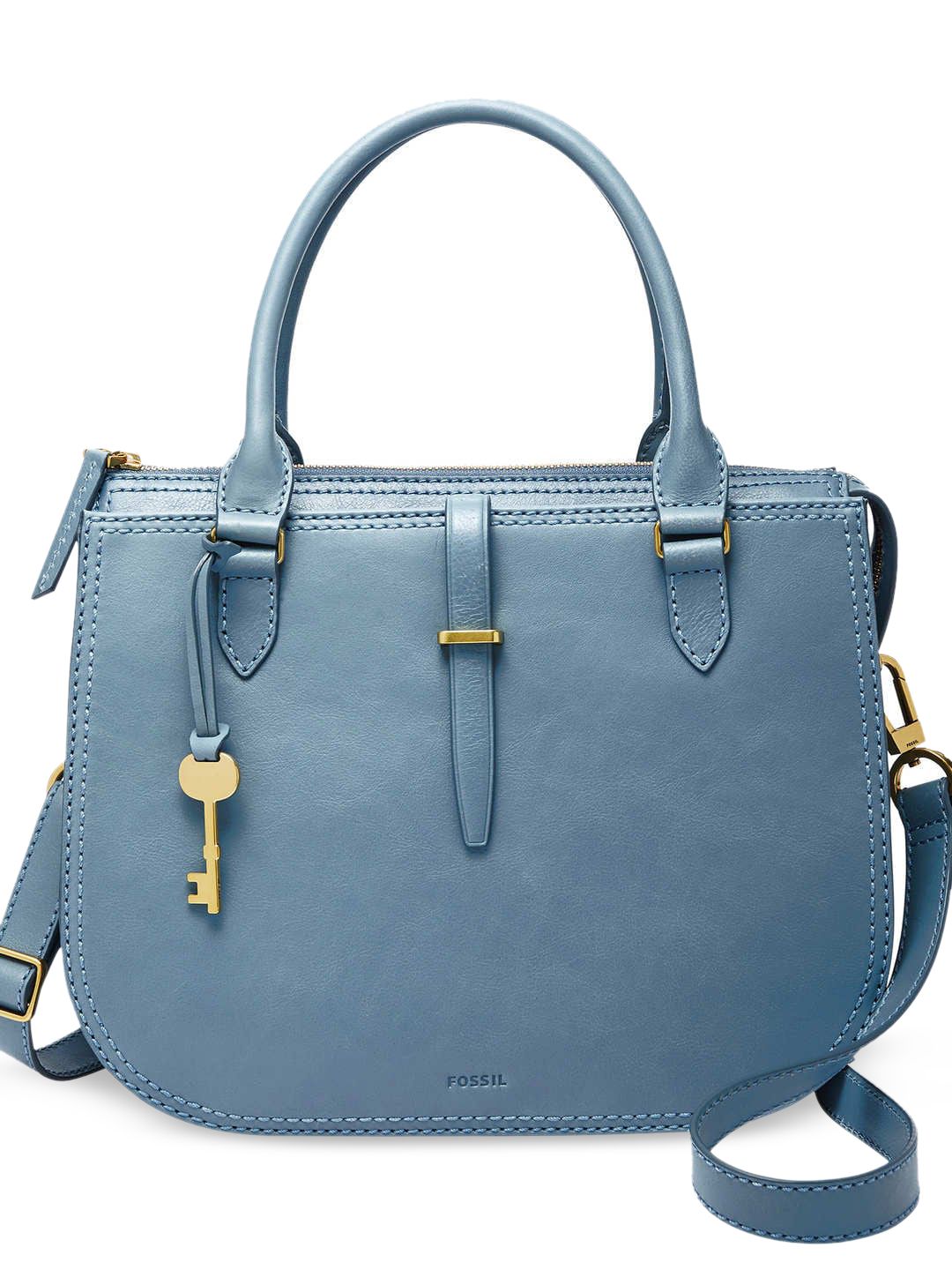 Fossil Blue Solid Handheld Bag With Detachable Sling Strap Price in India