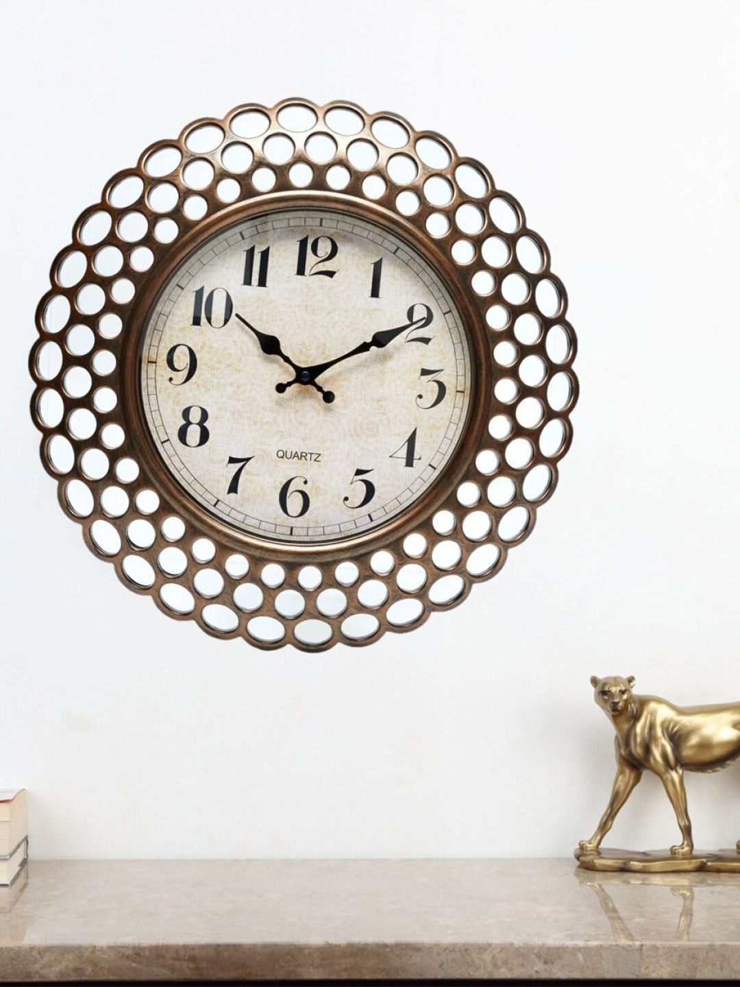 Home Centre Brown & Cream Textured Traditional Wall Clock Price in India