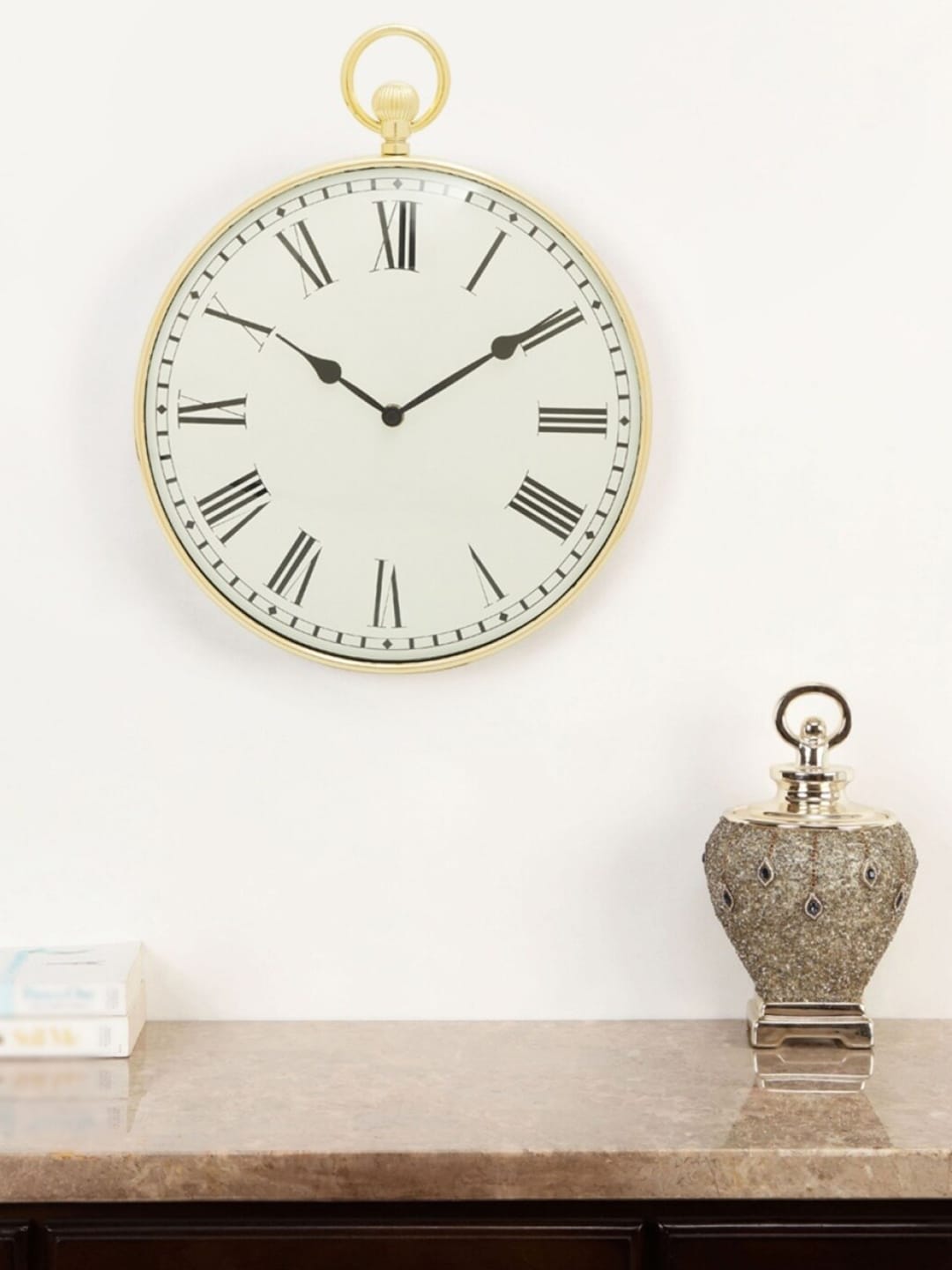 Home Centre White & Gold Traditional Wall Clock Price in India