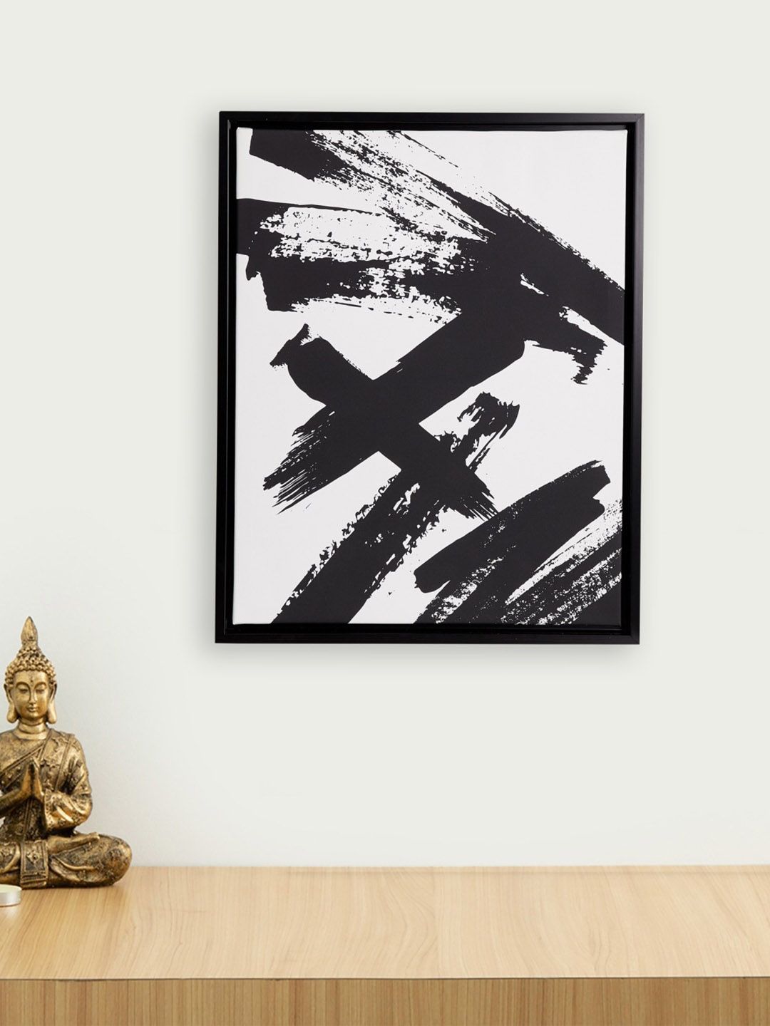 Home Centre Black & White Artistry Abstract Brush Stroke Wall Art Price in India