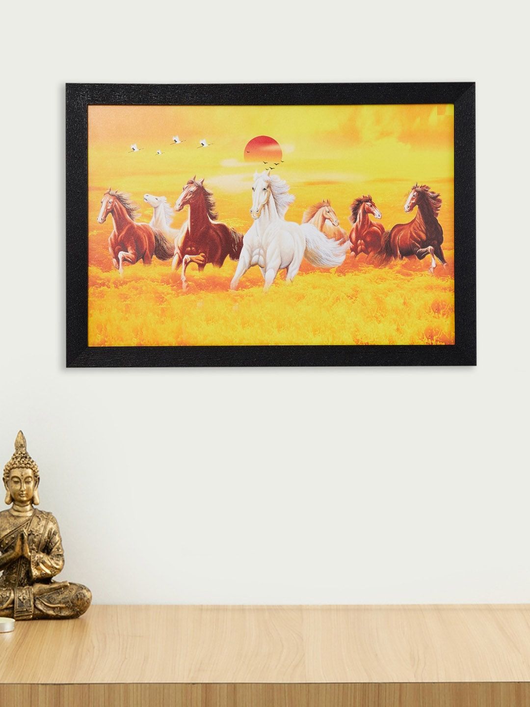 Home Centre Yellow & White Corsica Running Horse Picture Wall Painting Price in India