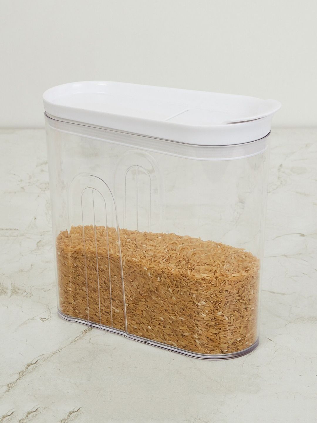 Home Centre Transparent & White  Textured Detail Cereal Dispenser 2.5 L Price in India