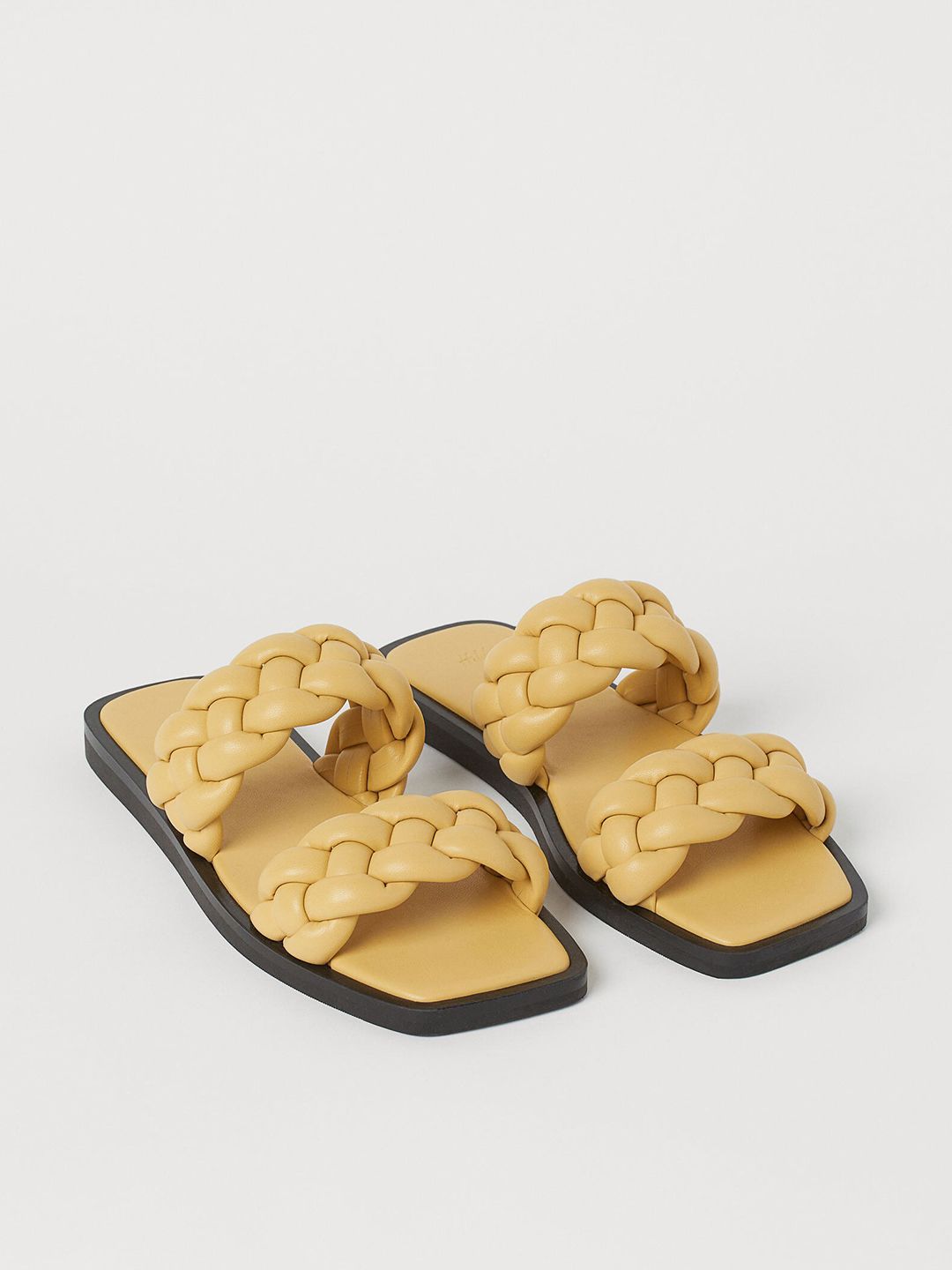 H&M Women Yellow Braided Slides