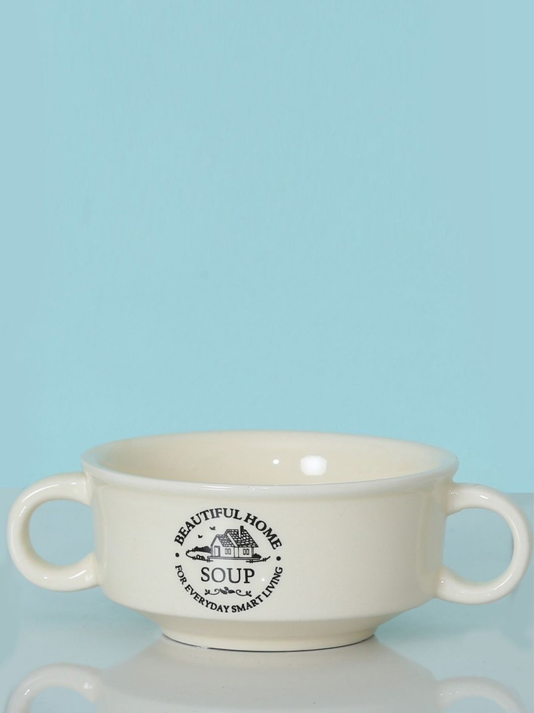 Home Centre Beige & Black Printed Ceramic Soup Bowl Price in India