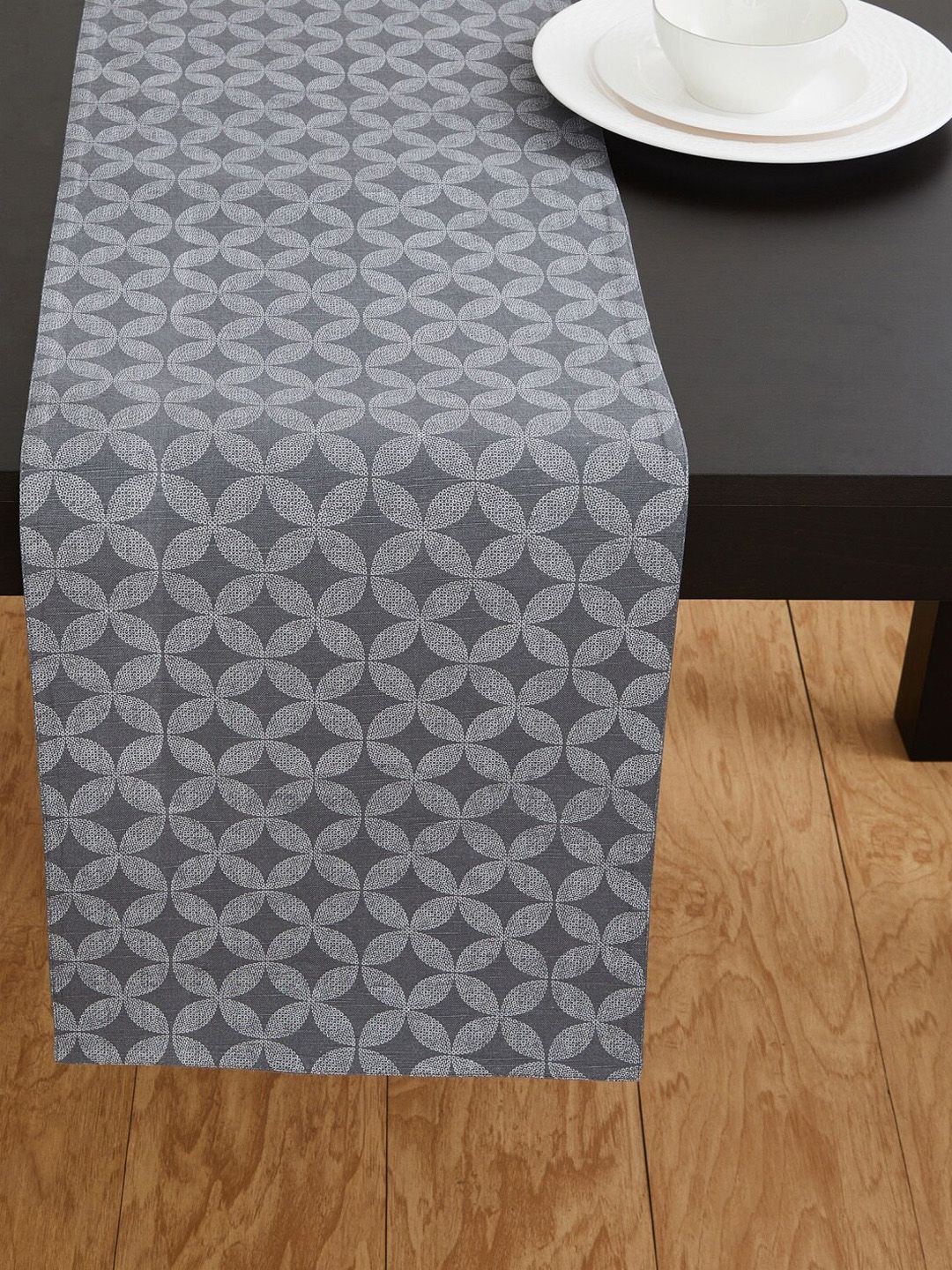 Home Centre Grey Marshmallow Printed Rectangular Table Runner Price in India