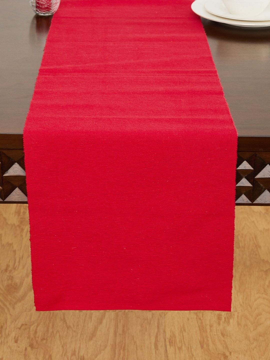 Home Centre Red Textured Cotton Table Runner Price in India