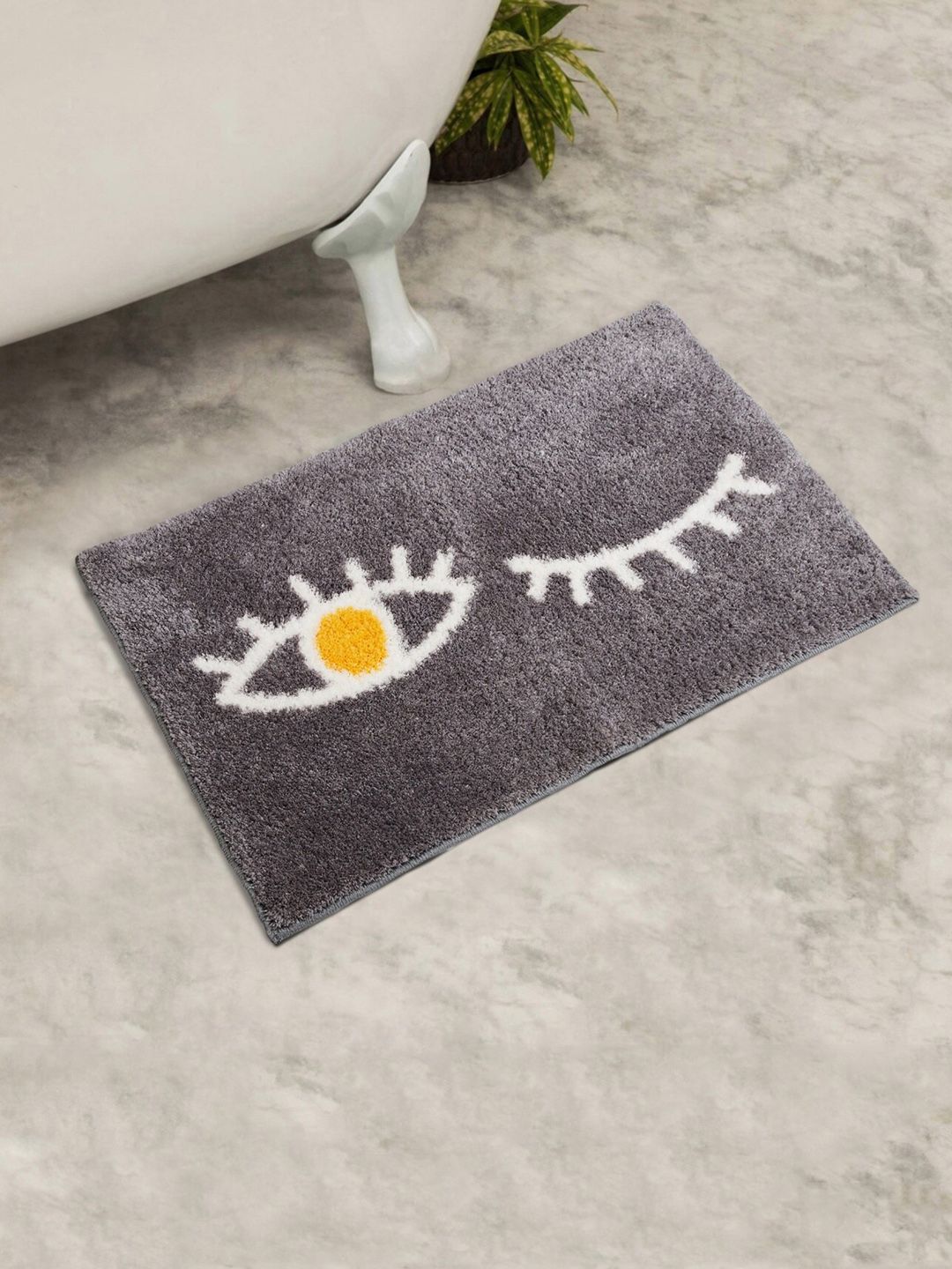 Home Centre Grey & White Medley Printed Bath Rug Price in India