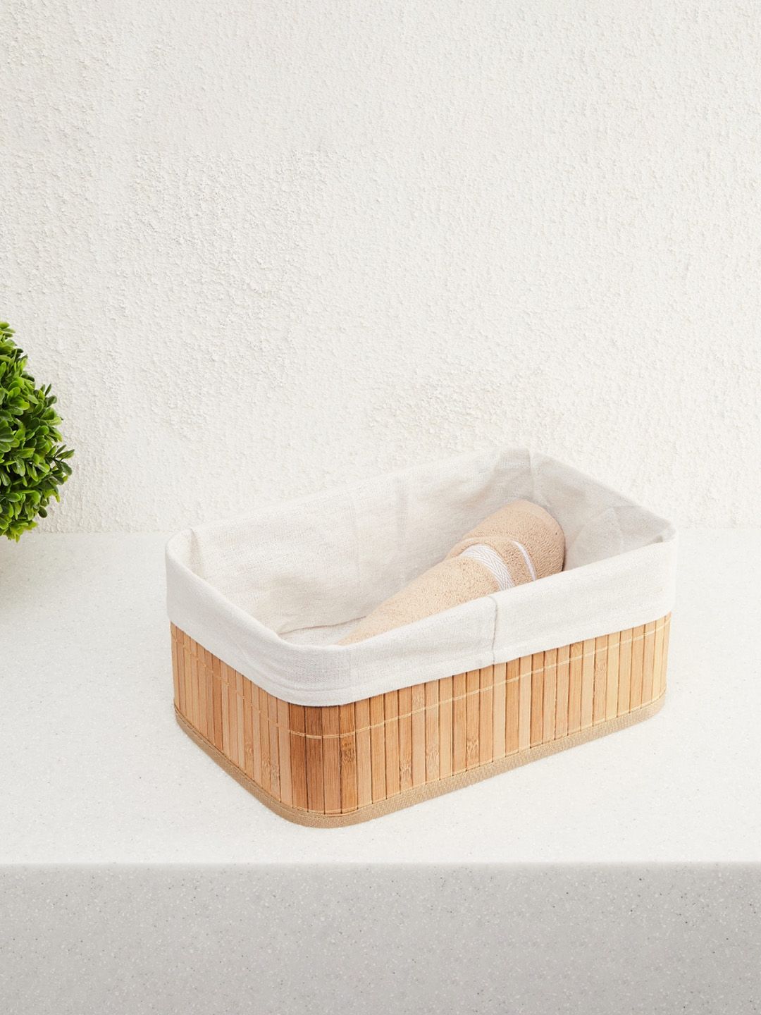 Home Centre Beige Hudson-Macy Rectangular Foldable Bamboo Laundry Basket Price in India