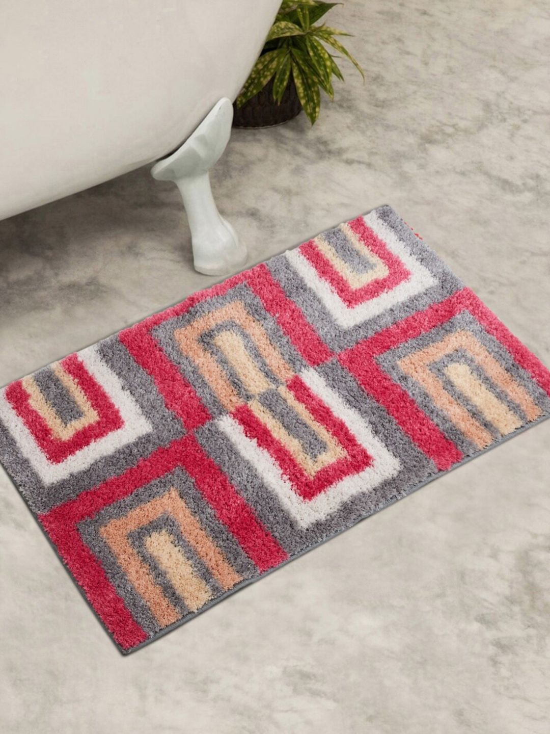 Home Centre Red & Grey Printed Anti-Skid Bath Mat Price in India
