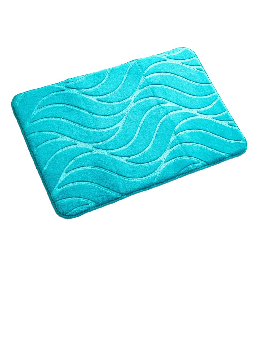 Home Centre Turquoise Blue Buttercup Embossed Bath Rug Price in India