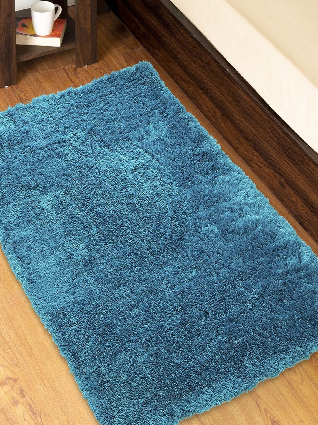 Home Centre Blue Solid Shaggy Carpet Price in India