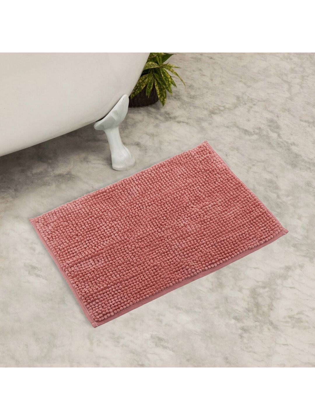 Home Centre Peach-Coloured Solid Poppy Bath Mat Price in India