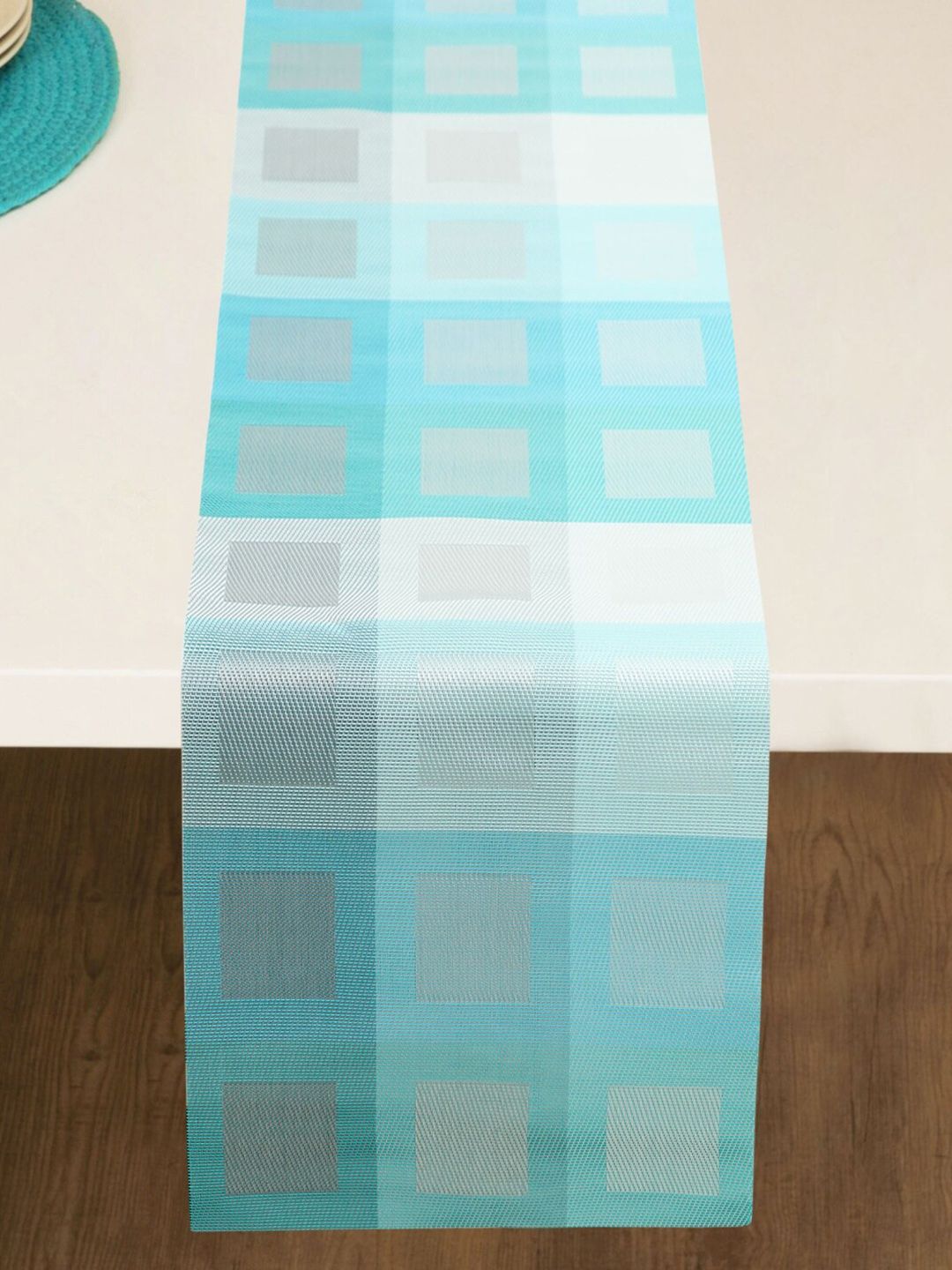 Home Centre Blue & White Checked Table Runner Price in India