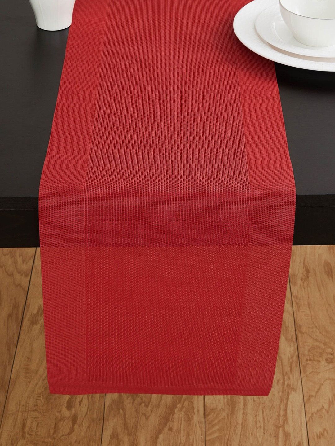Home Centre Red Textured Cotton Table Runner Price in India