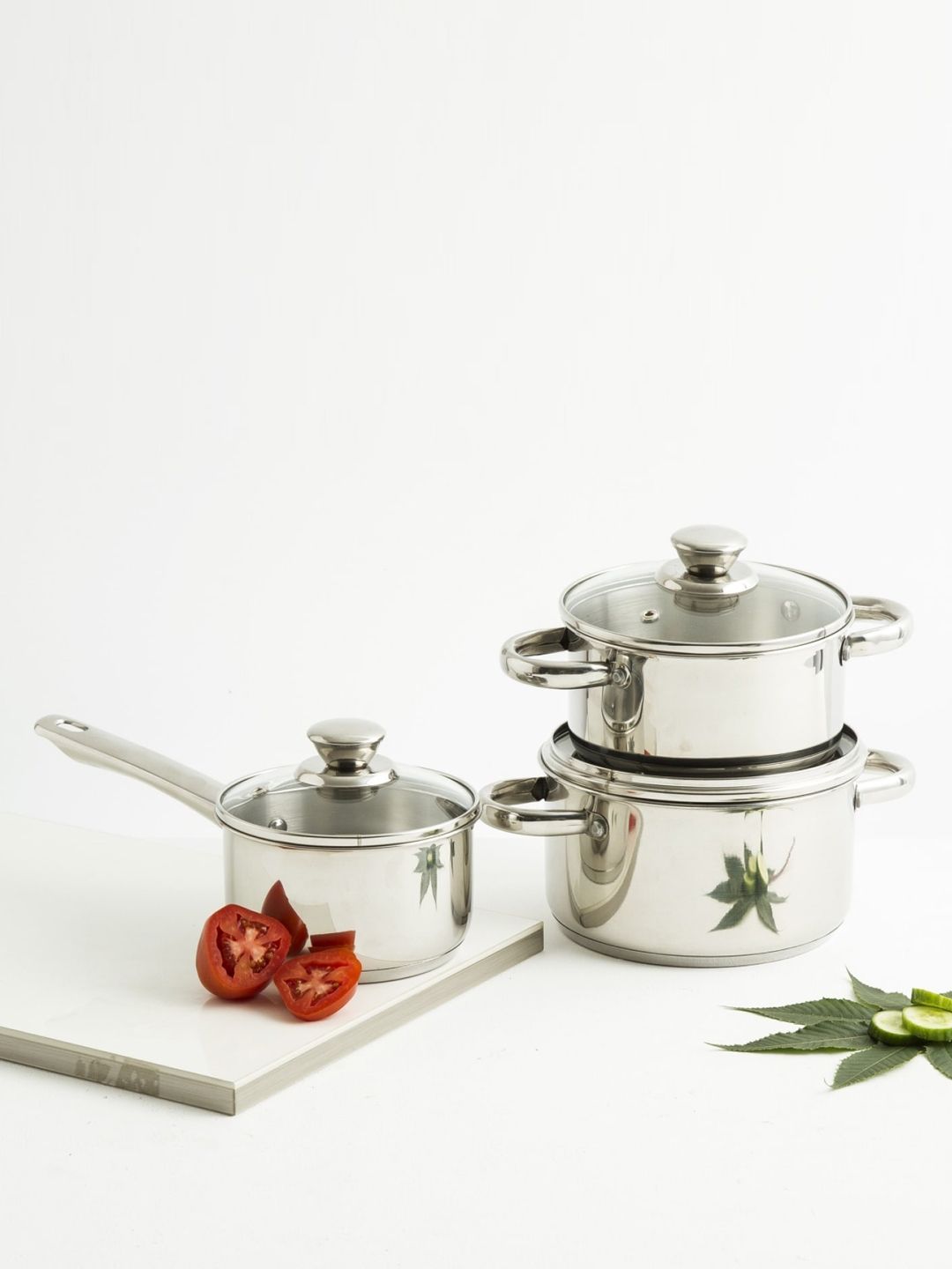 Home Centre Set of 6 Silver-Toned Stainless Steel Cookwares Price in India