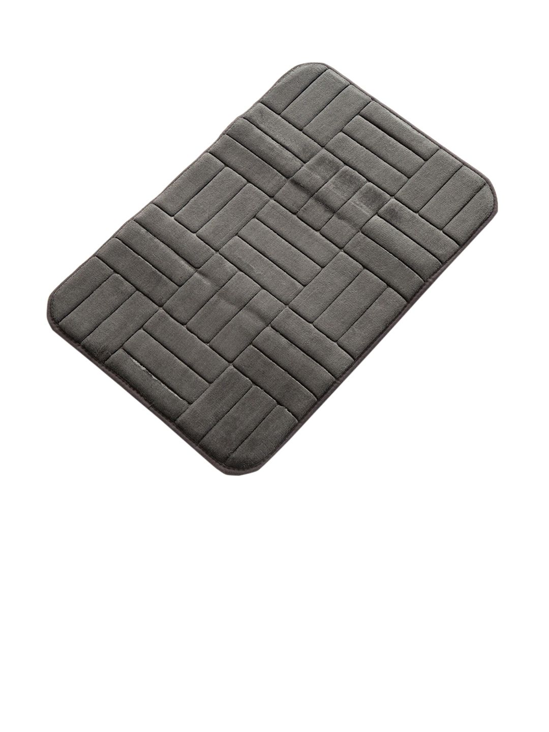 Home Centre Grey Buttercup Embossed Rectangular Bath Rug Price in India