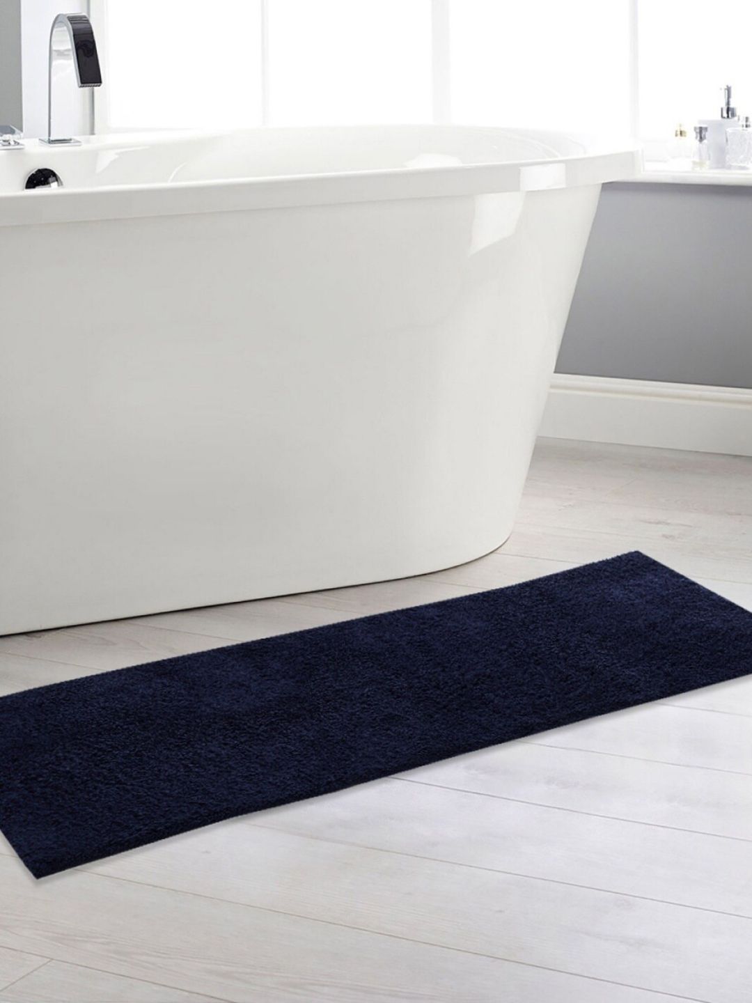 Home Centre Navy Blue Solid Colour Connect Rectangular Bath Rug Price in India