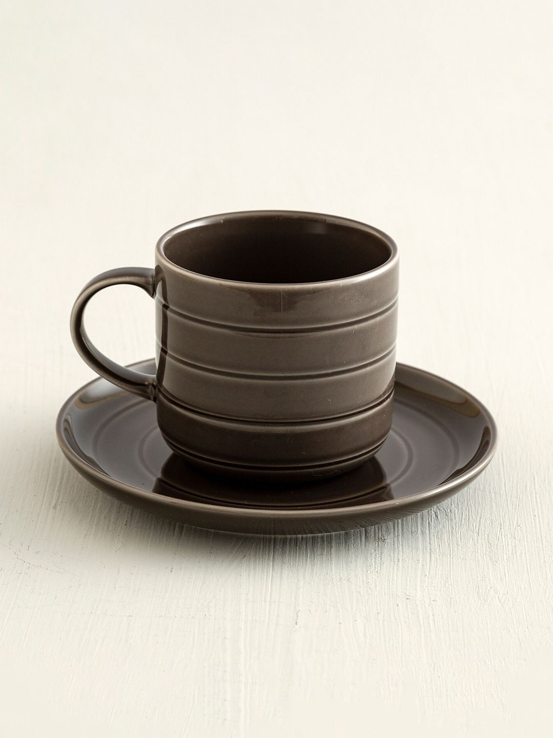 Home Centre Unisex Grey Solid Cup and Saucer - 350 ml Price in India