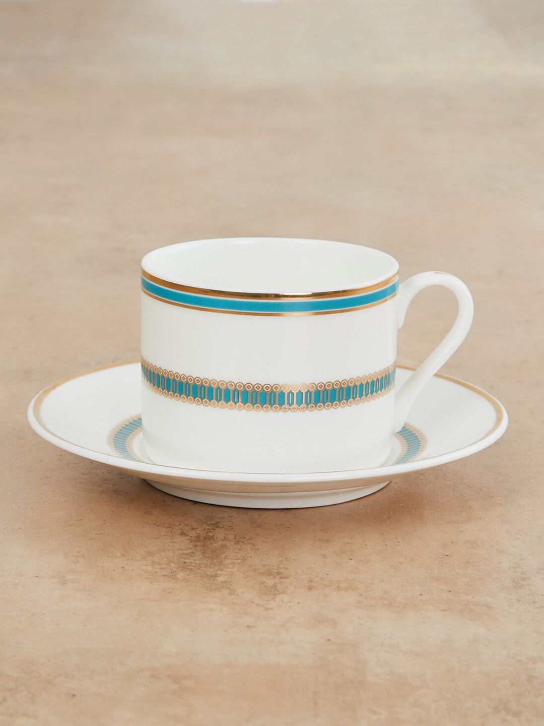 Home Centre White & Blue Altius Norah Cup & Saucer Set 220 ml Price in India