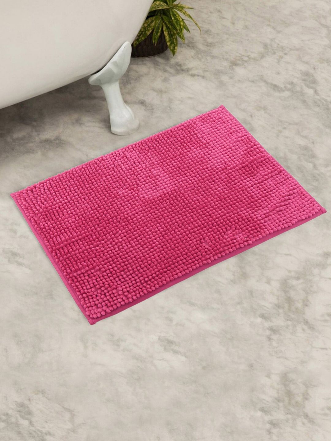Home Centre Pink Solid Rectangular Bath Rug Price in India