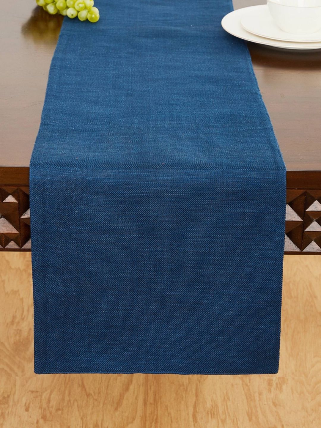 Home Centre Blue Textured Cotton Table Runner Price in India
