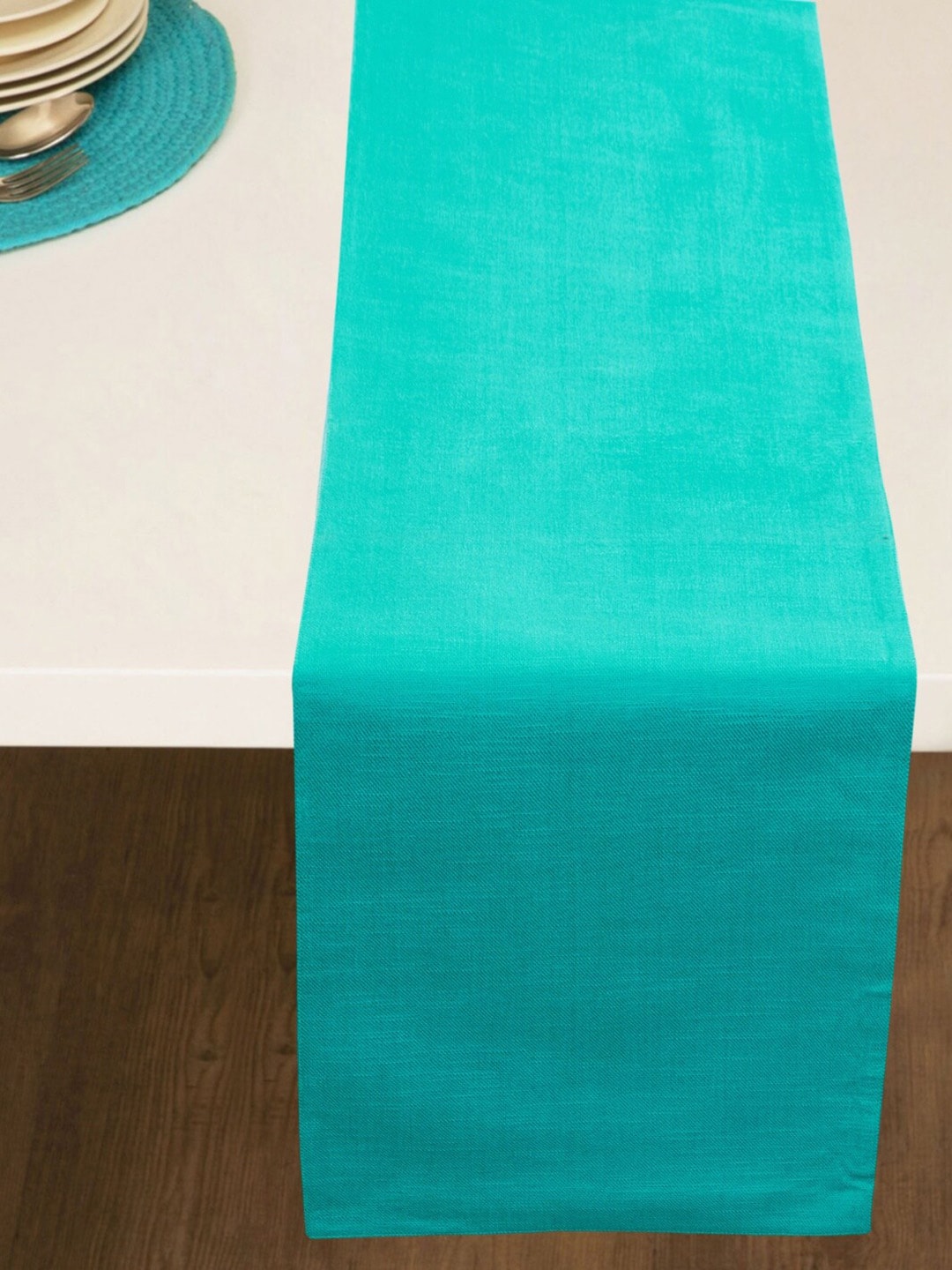 Home Centre Blue Solid Pure Cotton Table Runner Price in India