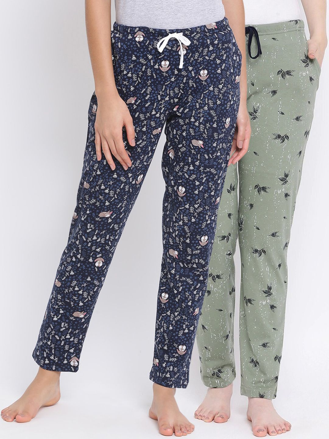 Kanvin Women Pack Of 2 Printed Cotton Lounge Pants Price in India