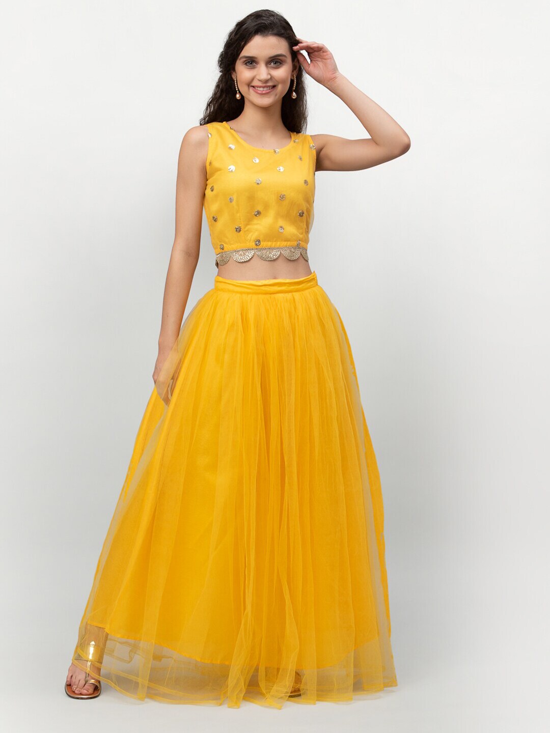 studio rasa Yellow Ready to Wear Lehenga with Blouse Price in India