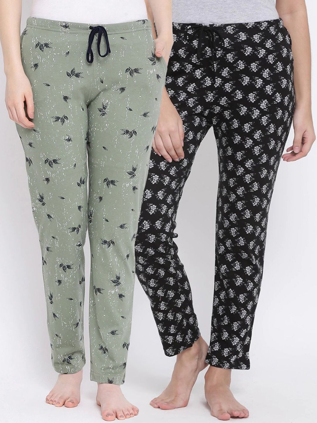 Kanvin Women Pack Of 2 Printed Cotton Lounge Pants Price in India